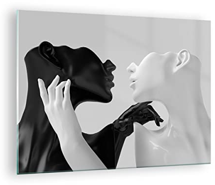 Quadro su Vetro Nero bianco statua Stampe da Parete in Vetro 70x50cm Quadri Moderni Soggiorno Camera da Letto Cucina 1 pezzo Piccoli Decorazione Murale Wall Art Grafica Immagini GAA70x50-4736