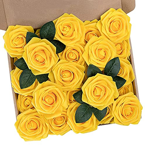 N&T NIETING konstgjorda blommor, rosor, 25 stycken rosdekoration med stjälkar, konstgjorda blommor, höstblommor, blomdekoration för gör-det-själv, bröllop, buketter, brud, hem, höstdekoration,