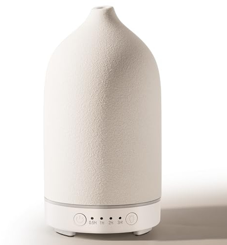 Diffuserlove Ceramic Essential Oil Diffuser 160ML Aromatherapy Diffuser for Home Bedroom Room Cool Mist Humidifier Stone Air Diffusers (Size:6.8 H x 3.6 W)