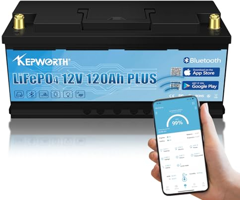 Bluetooth Lifepo4 120Ah 12V Akku, Solarbatterie mit max. 1536W Ausgangsleistung, perfekt für Ihr Wohnmobil, Solaranlage, Wohnwagen und Off-Grid