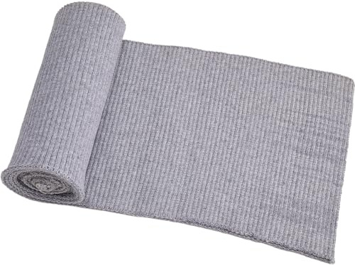 GORGECRAFT Tejido de Punto Acanalado Pretina Cuello Escote Puños Material Suministros de Costura Recorte Acanalado Hecho A Mano para Puños de Manga Chaqueta Escote Borde Prendas Gris 37.4x5.7 Pulgada