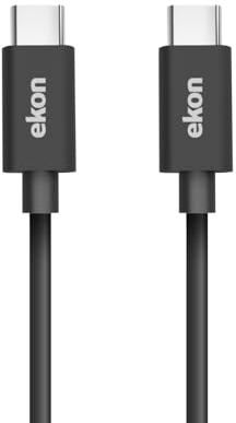 Ekon Cavo USB-C 2.0, cavo di ricarica e trasferimento dati, 60W, protezione antipiega, 1,5 metri, nero