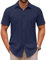 COOFANDY Kurzarmhemd Herren Businesshemd Freizeithemd Arbeitshemd Sommerhemd Slim Fit Anzug Hemd Büro Hemd Wasserdicht Herrenhemd Blau Lila XL