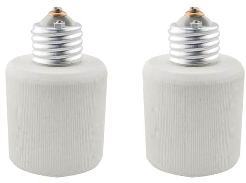 CHENJIN 2PCS Light Bulb Socket Extension Adapter E26-E40 Lighting Accessories Adapter Socket Screw Bulb Socket Porcelain Socket Extender for Recessed Light Canisters Porch Lights Bathroom Lights