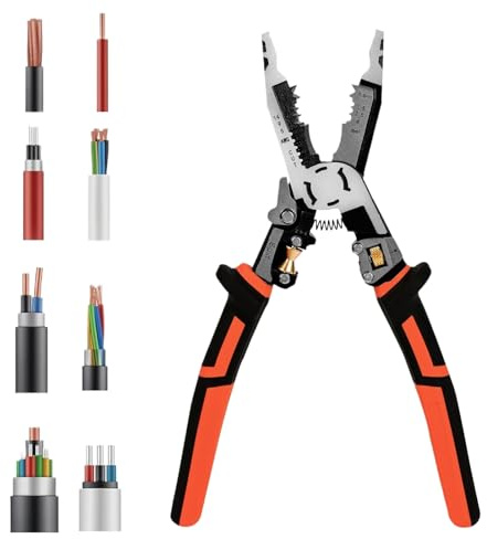 Alicates pelacables para instalaciones eléctricas | Alicates pelacables manuales y crimpadores con cortador para cables, pinzas pelacables ergonómicas multifuncionales pequeñas para automoción
