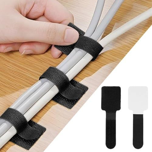 60 Pcs Fascette Adesive Cavi Autoadesivo, Riutilizzabili Chiusura a Strappo, Fascette Fermacavi Autoadesive, Nascondi Cable Management Scrivania, Hook and Loop Cable Tie per Cavi per Laptop, Desktop