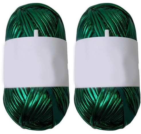 Hilo metálico para camiseta de ganchillo de 18 mm de ancho, 100 g cada rollo para tejer barco y decoración del hogar, 87.48 yardas en total, hilo de poliéster para manualidades