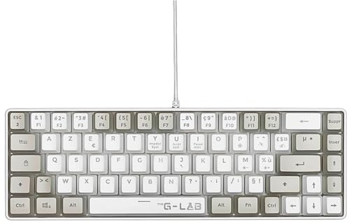 The G-Lab Keyz Hydrogen, tastiera Gamer 60%, semi-meccanica cablata Azerty FR, retroilluminazione multicolore - Mini tastiera Gamer silenziosa, formato compatto TKL - Pc/ps4/Ps5 - bianco/grigio