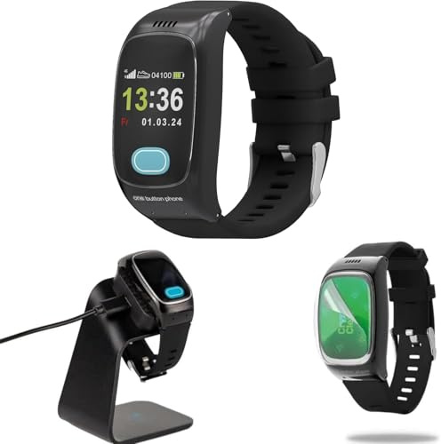 one button phone Modelo Actual con estación de Carga Original y Protector de Pantalla: Reloj Despertador Personal y de Seguridad para Ancianos, Seguimiento GPS, botón SOS de Emergencia, detección de