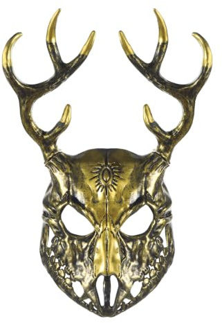 ITODA Masque de Cerf Réaliste avec Bois Rotatifs et Détachables Masque Squelette de Cerf pour Adulte Déguisement d’Animal 3D pour Halloween Carnaval Cosplay Performance Mascarade