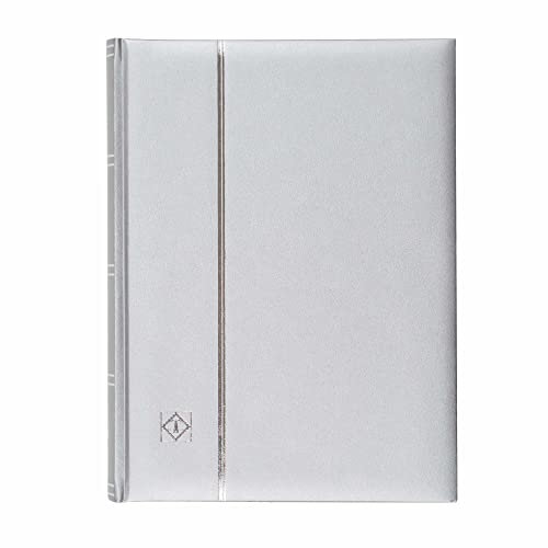 Leuchtturm 358059 Briefmarken-Sammelalbum Comfort - DIN A4, 64 Seiten, Pergaminstreifen, wattierter Einband - Silber