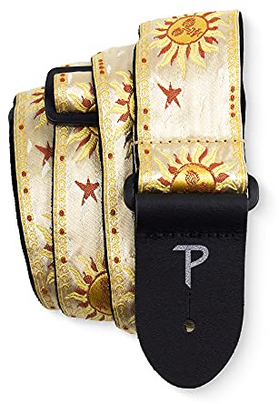 Perri's Leathers Ltd. - Correa de guitarra - Nylon - Jacquard - Hello Sunshine - Oro - Ajustable - Para guitarras acústicas/bajas/eléctricas - Fabricada en Canadá (TWS-7247)