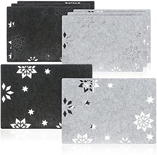 com-four® 8-teiliges Platzset Sterne - Filz-Platzmatten, abwischbar für Winter und Weihnachten - modernes Tischset aus Filz - Geschirrunterlage im Sternen-Design (Tischset 8 Stück - Sterne - 2 Farben)