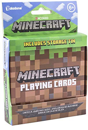Minecraft Playing Cards with Embossed Storage Tin Officially Licensed Standard Deck with Featured Characters, Minecraft Toys and Gifts for Boys Gamers | Paladone