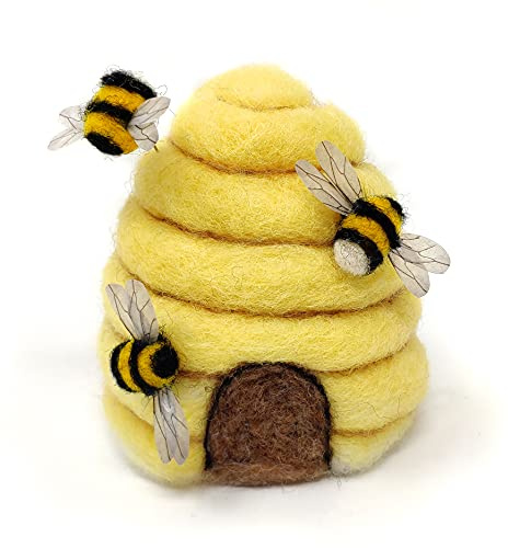 The Crafty Kit Company Bee Hive Needle Felting Craft Kit for Beginners Including Corriedale Wool, Needles and Instructions