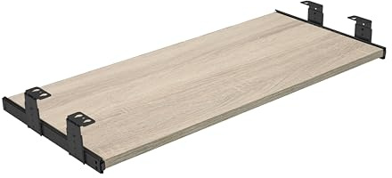 FIX&EASY Tastaturauszug Up&Down, Tastaturablage 600X300mm sonoma eiche Dekor, Auszugschienen mit Einrastfunktion höhenverstellbar schwarz 300mm, Set Ablage und Auszug mit Verriegelung f. Tastatur Maus