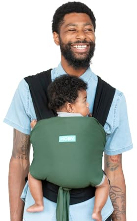 Moby Easy Wrap Carrier | Baby Carrier and Wrap In One for Mothers, Fathers, and Caregivers | Designed for Newborns, Infants, and Toddlers | Holder Can Carry Babies up to 33 lbs | Olive + Oynx