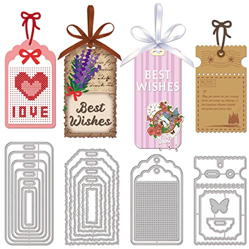 GLOBLELAND Bookmarks Frames Cutting Dies Metal Stamp Page Label Border Die Cuts Embossing Stencils Template for Paper Card Making Decoration DIY Scrapbooking Album Craft Decor