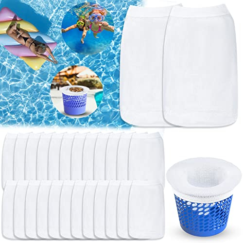 BARAKYEG 30 Pezzi Calze per Skimmer Piscina,Calze da Filtro per Piscina per Skimmer per Filtro,Calzini Skimmer Nylon,Pulizia della Piscina Fodera in Rete Ultra Fine per Cestello da Piscina