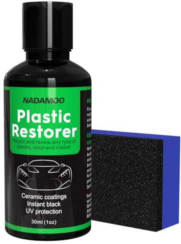 NADAMOO Plastic Restorer, Highly Concentrated Ceramic Coating for Cars, Back to Black Automotive Exterior and Interior Trim Scratch Remover Kit, Restore Faded Plastic, Vinyl & Rubber, 30ml