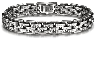 PiercingJak Wikinger Armband Herren Armkette mit Runen Muster 11mm Breit Edelstahl Panzerkette Männer Armreif Vintage Kettenarmband Nordisch Keltischer Schmuck für Biker Motorradfahrer