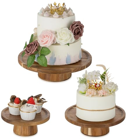 NUPTIO Tortenständer Cupcake Ständer Hochzeit: 3er Set Hochzeitstortenständer Tortendeko Rund Deko Hochzeitstorte für Torten Lebensmittel Holz Party Geschenk Multifunktionale