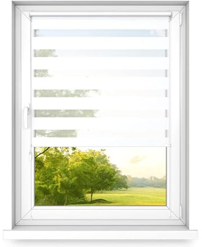 time4blinds Mini Basic Store Enrouleur Jour et Nuit sans Perçage - Convient à Tous Les Types de Fenêtres - Installation Non Invasive - 1000x2500 - Blanc Classique - Droite