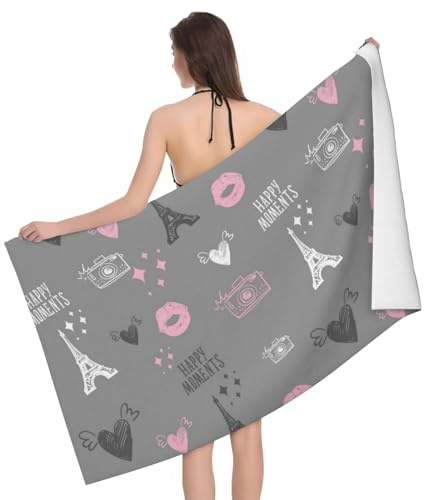 Novastar Toalla de playa de secado rápido, toallas de microfibra vibrantes de la Torre Eiffel para el cuerpo, toallas de baño suaves para baño, toallas de playa personalizadas a prueba de arena