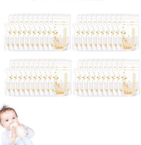 Breast Milk Storage Bags - 40Pcs With Pour Spout for Breastfeeding, Self-Standing or Flat Store, Disposable, No-Leak Pouches for Fridge or Freezer, 250ml