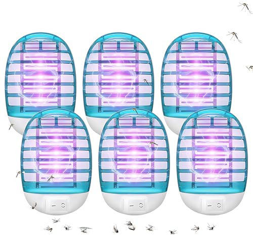 NAVESO Lampe Anti Moustique, 6 Pack Électrique Anti Moustique, Moustique Tueur Lampe, Lampe UV Anti Moustique pour Cuisine, Chambre, Salle à Manger, Élimine Efficacement Moustiques, Mites, Mouches