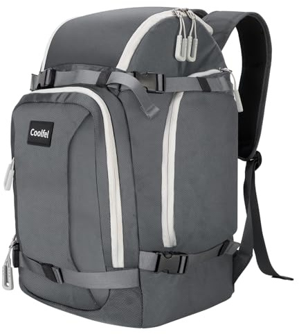 Coolfel Bolsa para Botas de Esquí con Compartimento para Casco, Mochila para Botas de Esquí Ligera e Impermeable de 50L para Viajes, Patines, Snowboard para Hombre y Mujer Unisex
