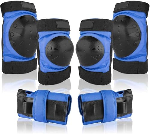 Skate Schutzausrüstung Set Kee Polster Ellbogenschoner Handgelenkschützer Für Kinder T-Shirts Erwachsene Skateboard Radfahren Radfahren Fahrrad Roller Skaten Inlineskaten BMX, Blue, S(10-25kg)