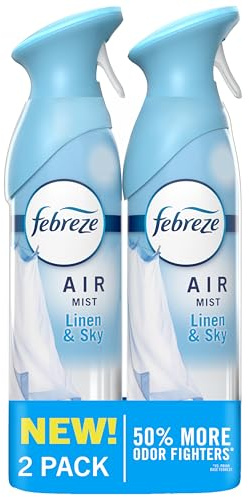 Febreze Air Mist, Air Freshener Spray, Odor Fighting Room Spray, Deodorizer for Home Bathroom Kitchen Office Apartment Dorm Room Classroom, Linen & Sky Scent, 8.1oz (Pack of 2)