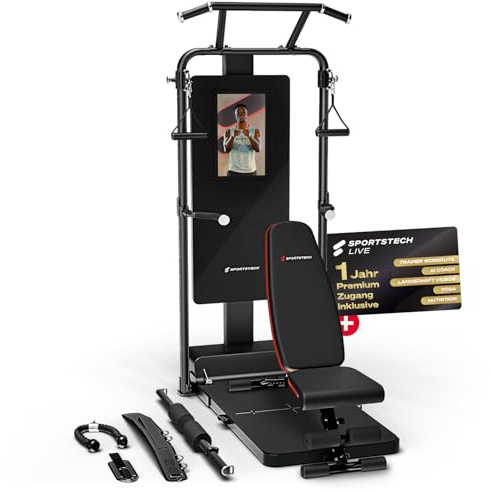 Sportstech sGym Pro – multifunktionale klappbare Kraftstation für Zuhause, 21 Display, 400+ Übungen, 13-Fach verstellbare Kabelzüge, Spotter, inkl.1 Jahr STL-App, platzsparend, Ganzkörpertraining