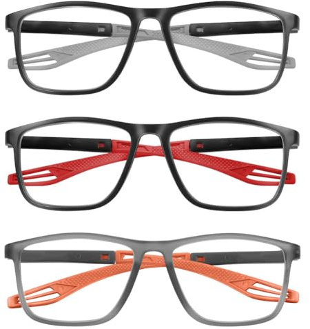 AOOSU Gafas de Lectura, 3PCS Bloqueo Luz Azul Ultraligeras Anteojos de Lectura Gafas, Gafas de Lectura Flexibles con Elegante Marco Rectangular, Resistentes a los Óptima - Hombre Mujer +2,5