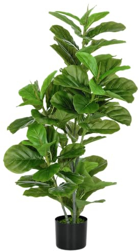 HOMCOM Konstgjord Ficus-växt, 110 cm hög med 90 blad och kruka, dekorativt konstträd för vardagsrum och kontor, grönt