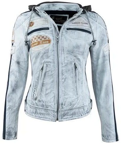 URBAN 5884 Giacca da motociclista da donna con protezioni, giacca in pelle di agnello, protezioni per schiena, spalle e gomiti | Grigio Vintage | S