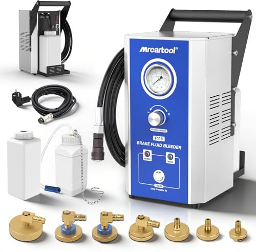 MOTOCOCHE 110V/220V Dispositivo di Spurgo Freni - Strumenti Automobilistici Spurgo del Sistema Frenante con 7 Adattatori, Compatibile con Benz/BMW ECC, ECC. - Due modalità