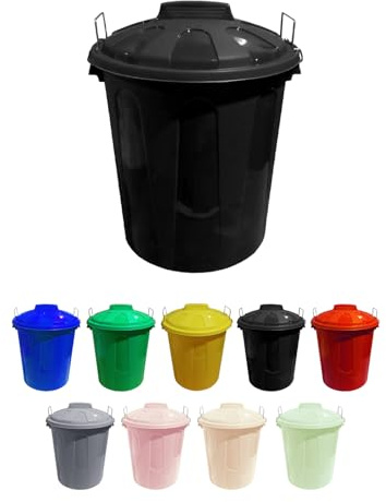 Jardin202 - Cubo Basura de plástico con Tapadera | Cubo almacenaje y reciclar (100 litros, Negro)
