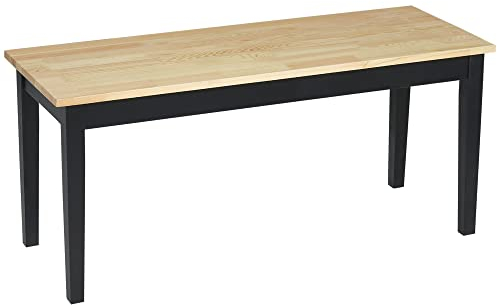 HOMCOM Banc en Bois pour 2 Personnes Bicolore Assise Naturelle et piètement Noir - 102 x 36 x 45 cm