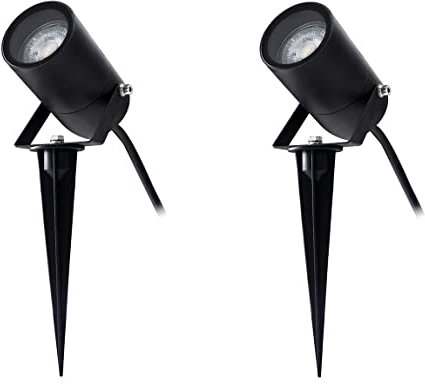 EBION Garden Spotlights Mains Powered,GU10 Garden Spot Spike Lights,IP54 Waterproof Pathway Lights,35W 240V Landscape for Path Lawn Walkway Backyard,Aluminum,2 Pack