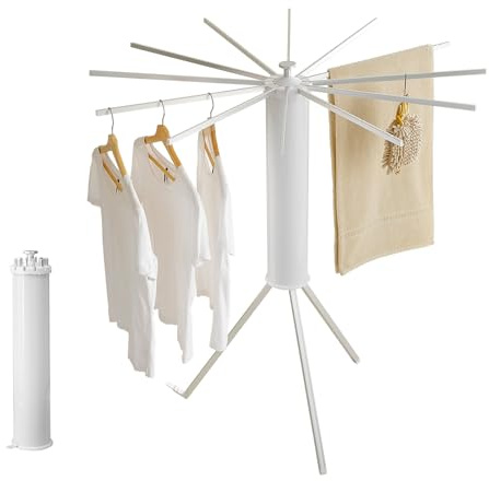 JOOM Wäschetrockner Ständer Wäscheständer Platzsparend Standtrockner Klappbar Clothes Drying Rack for Laundry Clothes Airer,Innen Balkon Schlafzimmer Vertikaler äscheständer,12 Metall Drehbare Arme