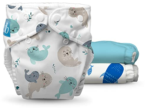 Charlie Banana Pannolini in tessuto riutilizzabili con inserti assorbenti, lavabili tipo tasca con bottoni, taglia unica regolabile per neonati e bambini piccoli, confezione da 3