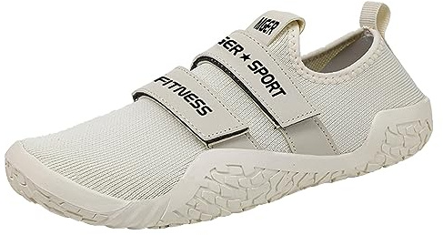 JiuQing Deadlift Chaussures Hommes Femmes Haltérophilie Squat Chaussures Barefoot Fitness Cross-Trainer Basket pour Gym Intérieure,Beige,42 EU