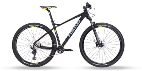 HEAD Bicicleta de montaña Unisex X-Rubi 3.0 para Adultos, Color Negro Mate y Amarillo, 52