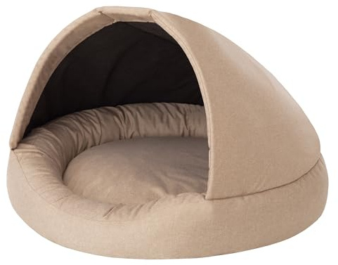 PillowPrim Cuccia 2 in 1 per cani e cuccia per cani, casetta in tessuto, cuccia per gatti, cuccia per cani, lettino per cani, posti letto, mobili per animali, beige, L: 80 x 80 x 52 cm