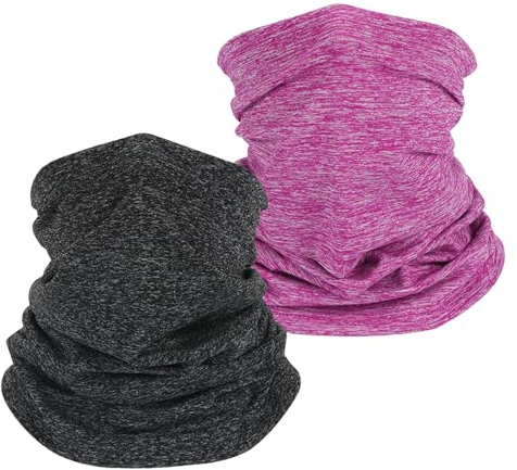 SKHAOVS 2 Pièces Écharpe Coupe-vent en Polaire pour Homme Femme,Cache-Cou Thermique,Masque de Ski,Bandana Multifonctionnel,pour Cyclisme Ski Moto Sports de Plein Air (Noir Rose)