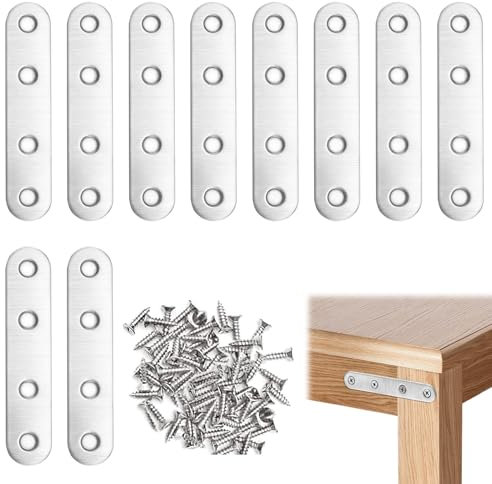 10 Pezzi 76x16x2mm Piastre Staffa Piatta Forata, Piastre di Giunzione per Riparazione, Staffa Piatta Forata, Piastra di Connessione per Riparazione Staffa Piatta in Acciaio Inossidabile