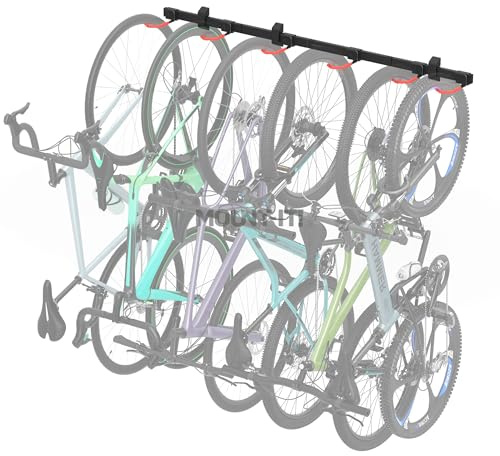 Mount-It! WheelsUp Bike Wall Mount for 6 Bikes | Heavy-Duty Garage Storage Rack | Adjustable Padded Hooks | Space-Saving Vertical Bike Storage Solution for Home and Garage, Max Capacity 330 lbs