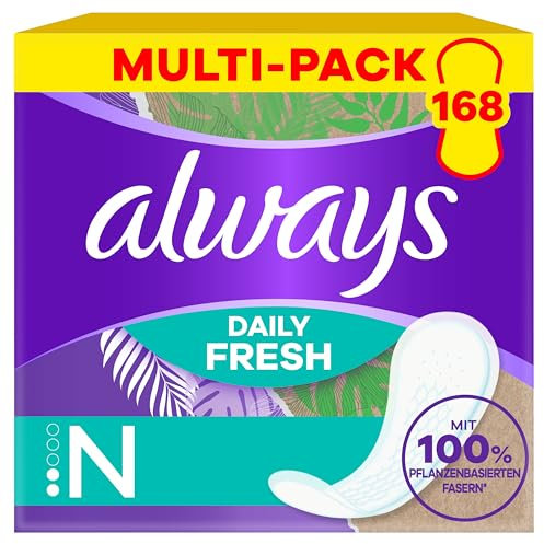 always Slipeinlage Daily Fresh Pflanzenbasiert Normal 168 Slipeinlagen (Sparpackung 4x42 Stück)